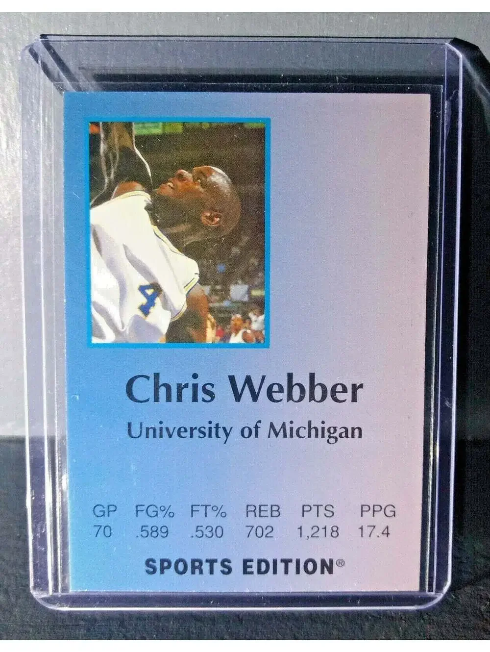 1993 Chris Webber Sports Edition Gold Foil Michigan Wolverines Basketball Card
